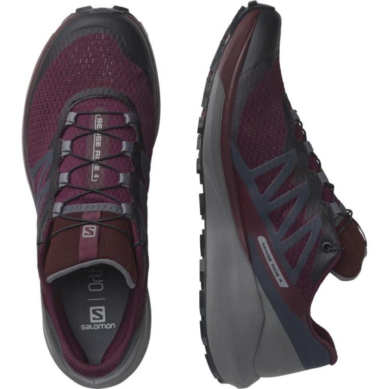 Tenis Para Trail Running Salomon Sense Ride 4 Mujer Vino Grises Oscuro | MX FDXR251